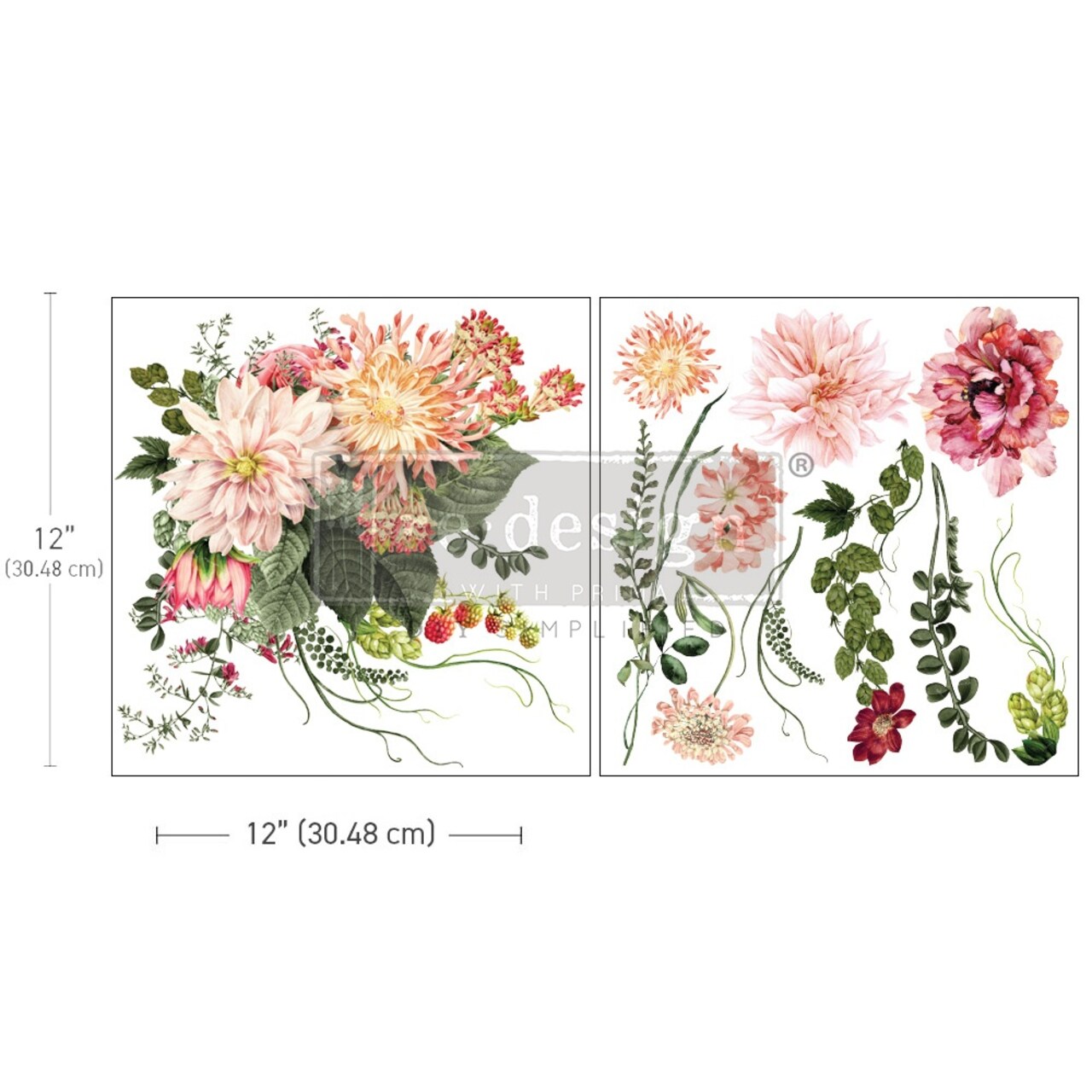 Prima Marketing Re-Design Maxi Transfers 12"X12"-My Favorite Dahlia